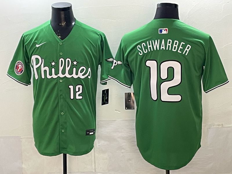 Men 2026 Philadelphia Phillies #12 Schwarber Green Game Nike MLB Jersey style 0012->philadelphia phillies->MLB Jersey